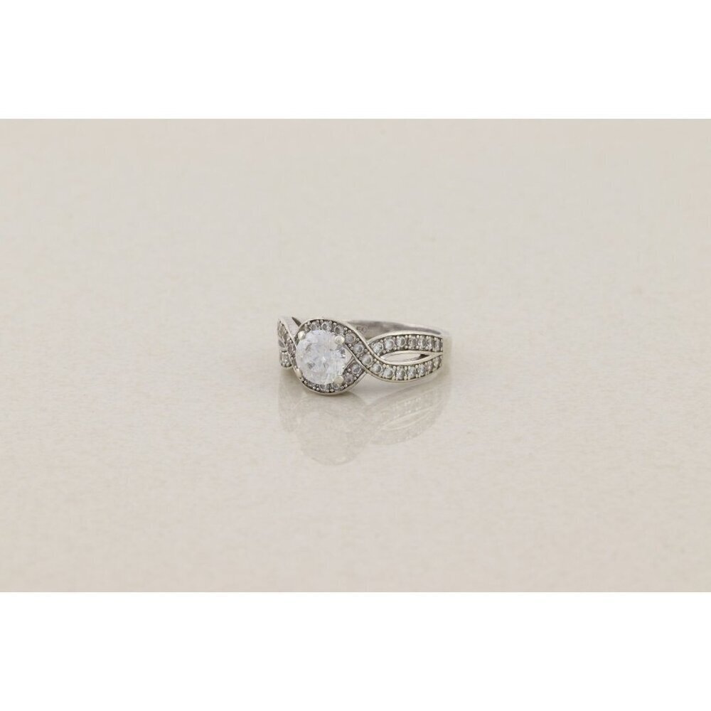 Sterling Silver Cubic Zirconia Crossover Band Ring Size 6 1/2 - Picture 5 of 7